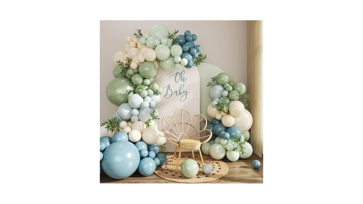 Sage Green Dusty Blue Balloon Arch Kit 124pcs Blue Green