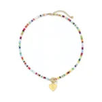 Arzasgo Initial Necklace For Women - Colorful Beaded Necklace Love