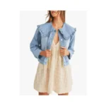 Tankaneo Takaneo Womens Denim Jacket Peter Pan Collar Cute Cropped