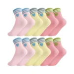 Jspupifip 6 Pairs Kids Girls Pink Red Yellow Crew Athletic