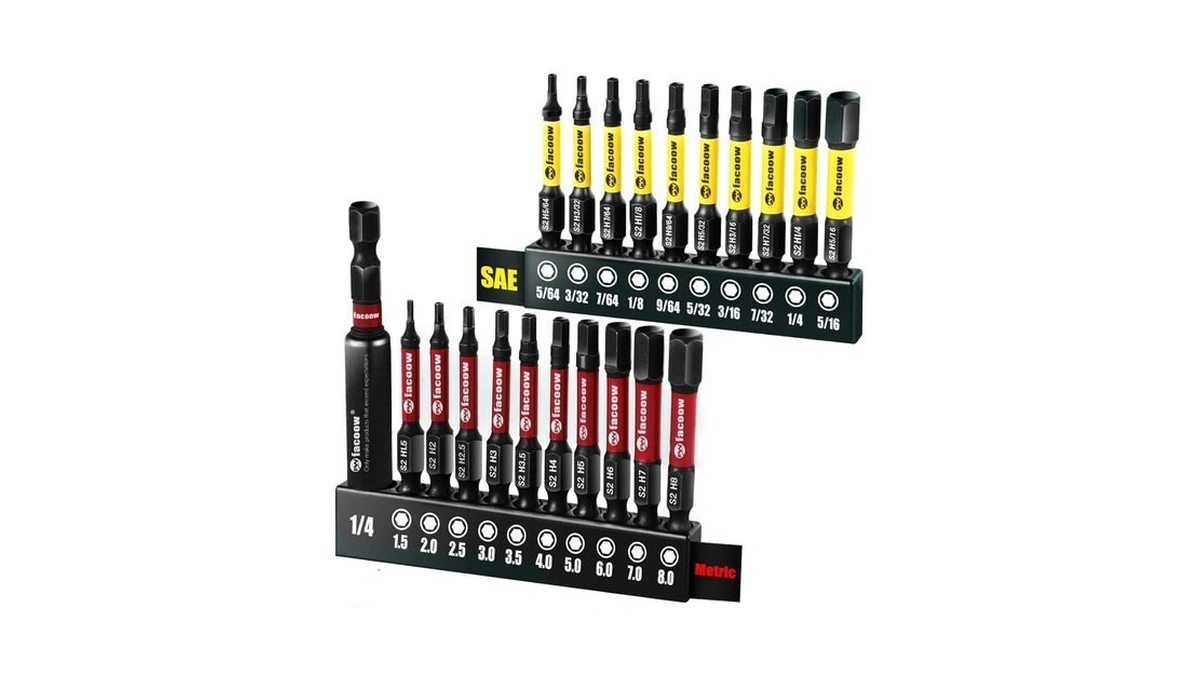 Facoow 21pcs Impact Hex Bit Set, 2" Long Sae &