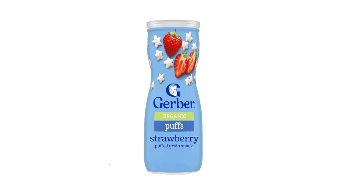 Gerber Stage 3 Baby Snacks, Organic Strawberry Puffs, Grain Snack,