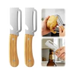 Multi-functional Vegetable Peeler For Kitchen, With Wooden Handle And Bottle