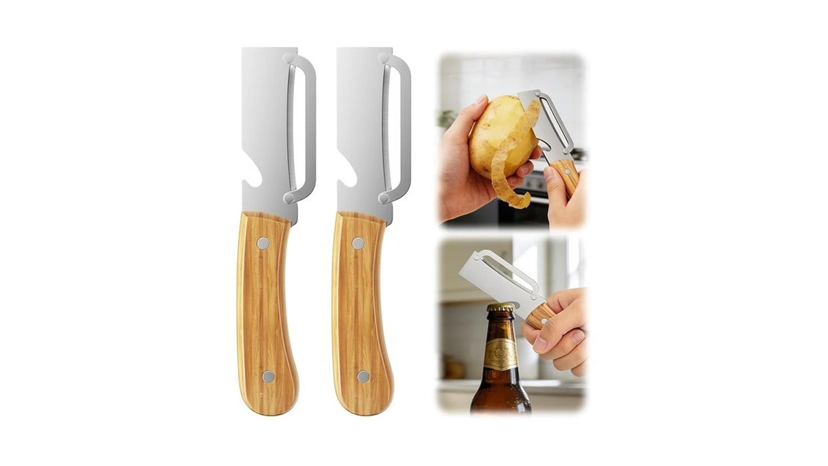Multi-functional Vegetable Peeler For Kitchen, With Wooden Handle And Bottle