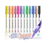 Jusart Outline Sparkle Markers, 12 Metallic Shimmer Pens For Adult