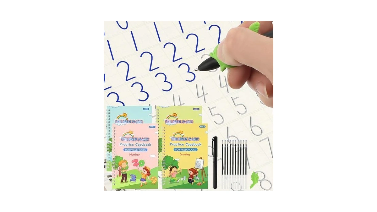 Peasug Grooved Writing Books For Kids 3-5, Magic Grooved Writing