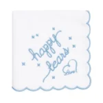 Happy Tears Handkerchief For Bride, White Embroidered Bridal Something Blue