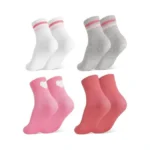 Jspupifip 4 Pairs Girls Striped Hearts Cotton Socks Kids Pink