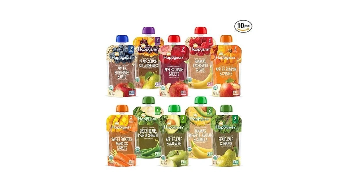 Happy Baby Organics Stage 2 Baby Food Pouches, Gluten Free,