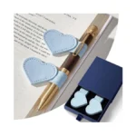 2pcs Magnetic Leather Bookmarks With Gift Box, Heart-shaped Magnetic Pen