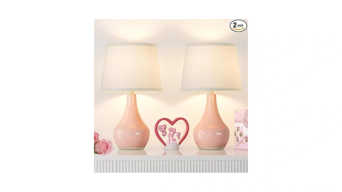 Seealle Modern Pink Table Lamps Set Of 2 - Bedroom