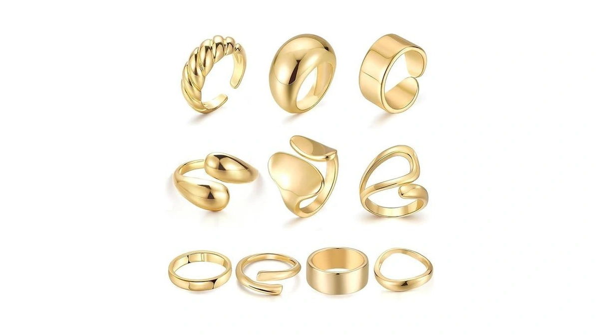 Ìf Me 10 Pcs Gold Rings Set For Women Non