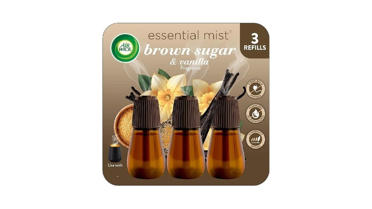 Air Wick Essential Mist Refill, 3ct, Brown Sugar & Vanilla,