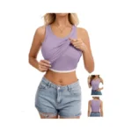 Humordream Women Built-in Bra Tank Tops Sleeveless Racerback Fitted Ribbed