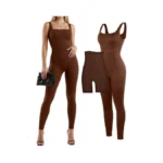 Popilush Workout Romper For Women Built In Bra Square Neck