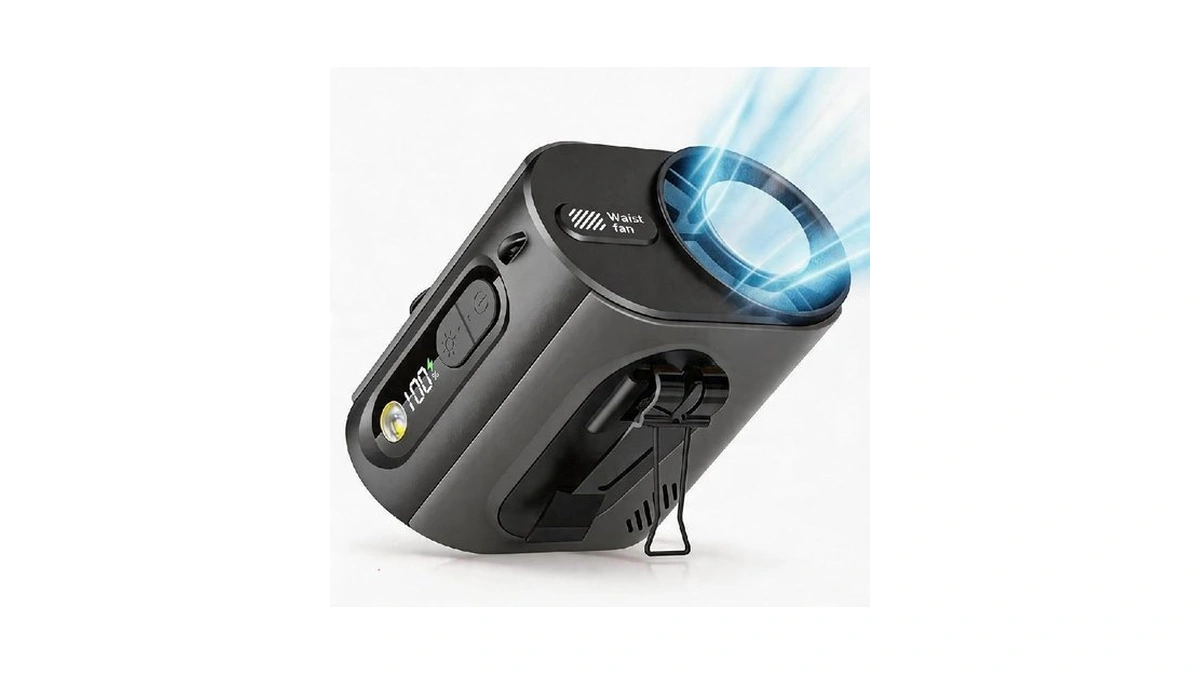 2026 Ai Wearable Waist/neck Hanging Fan,with Ice Cooler & Flashlight,10000mah