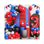 3rd Birthday Decorations For Boys, Royal Blue Black Red Silver