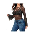 Avidlove Women Long Sleeve Sheer Top V Neck Layering Tee