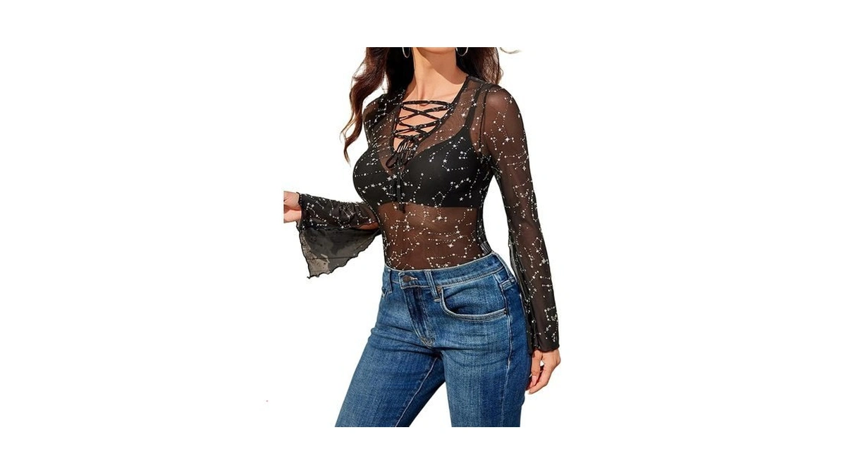 Avidlove Women Long Sleeve Sheer Top V Neck Layering Tee
