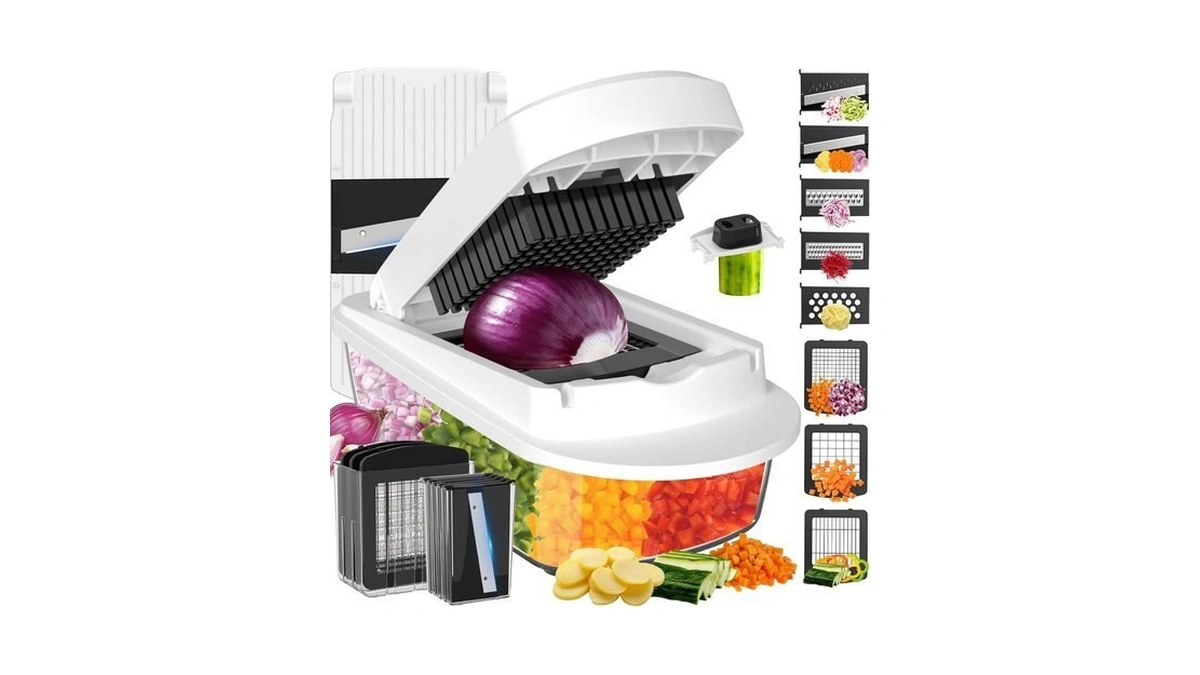 8 Blade All-in-1 Vegetable Chopper Mandoline Slicer With Container, Food
