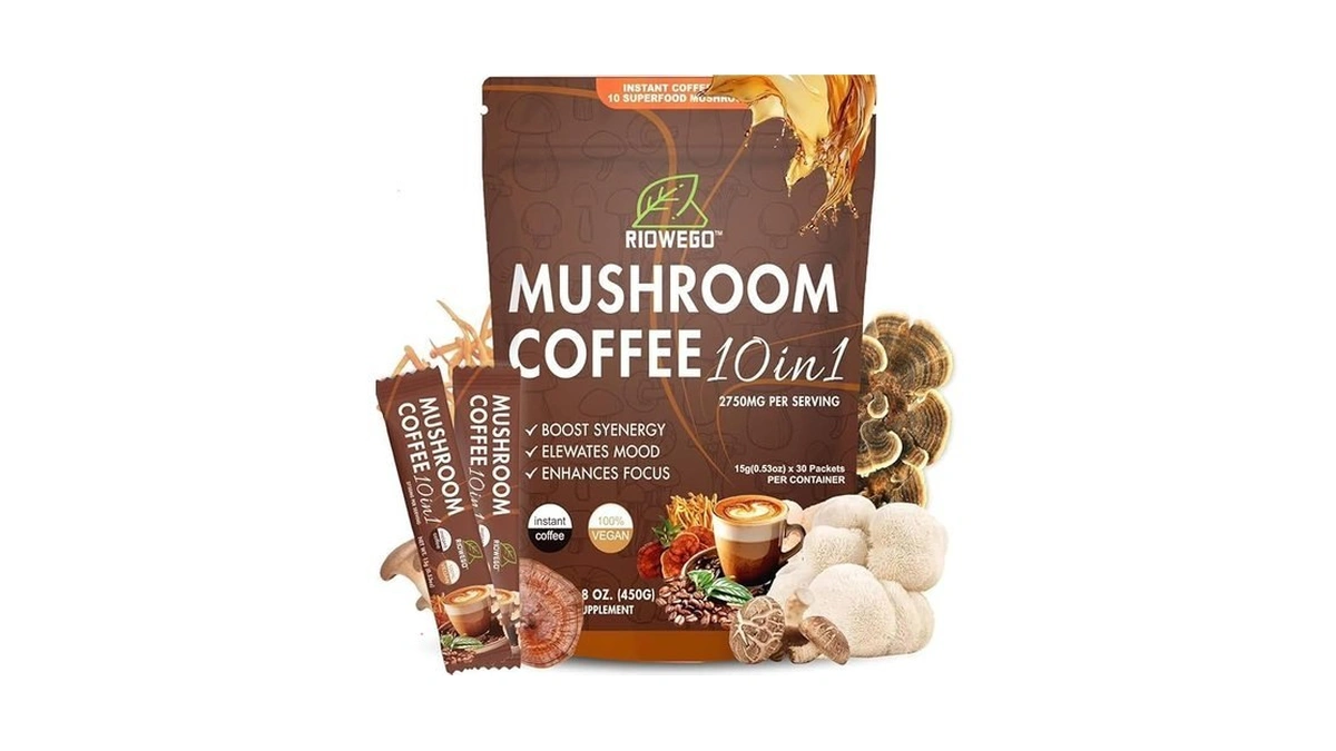 Mushroom Coffee Powder,10-in-1 Mushroom Superfood Adaptogen Mix-organic Lion's Mane, Chaga,