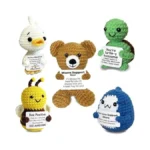 5pcs Positive Crochet Animals Bulk With Support Message, Knitted Stuffed