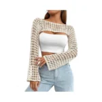 Mincib Womens Crochet Shrug Y2k Hollow Out Bolero Shrug See