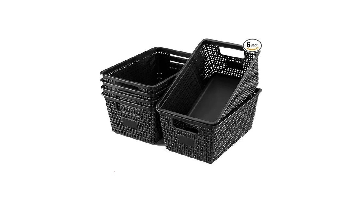 Set Of 6 Baskets For Organizing, Plastic Storage Bins And