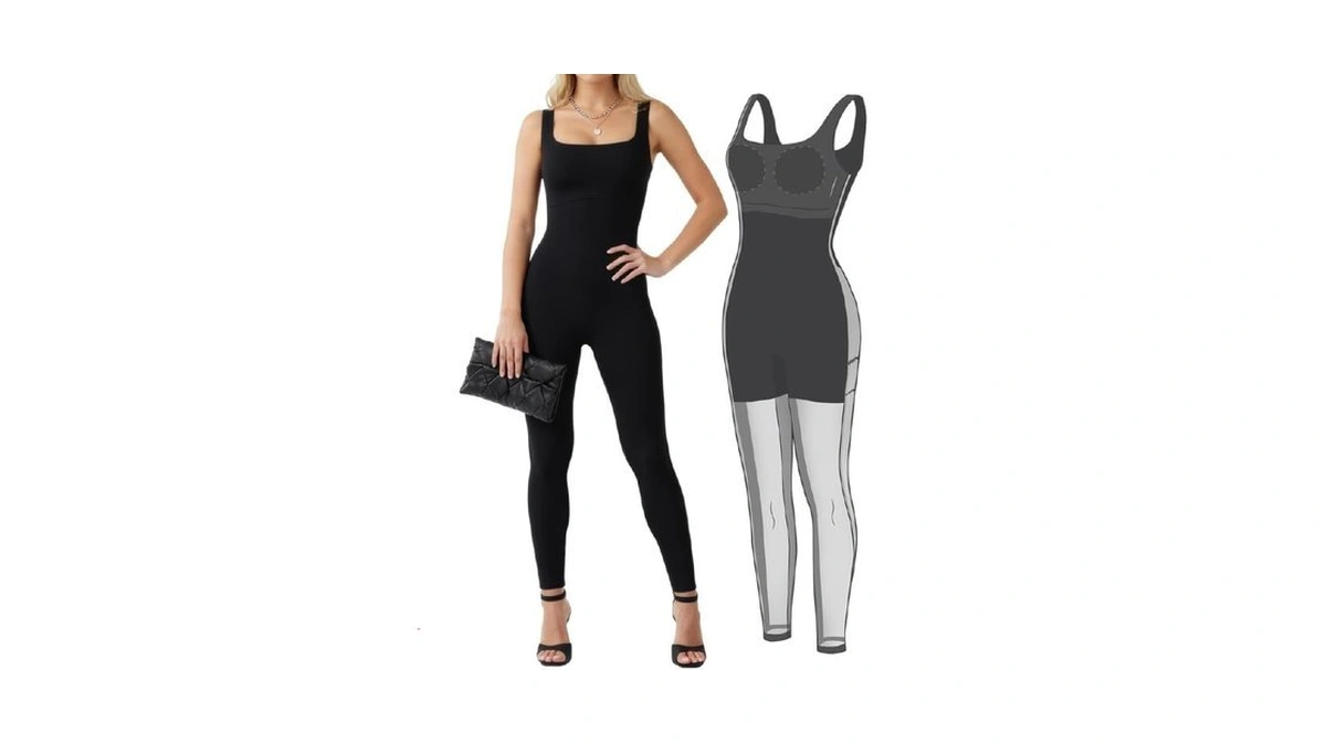 Popilush Jumpsuits For Women Built In Shapewear Tummy Control Bodysuit