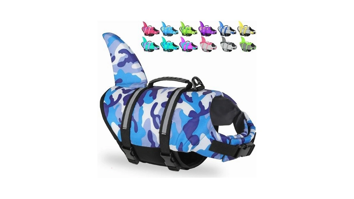 Fragralley Shark Dog Life Jacket, Adjustable Dog Life Vest With