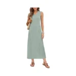 Misfay Women's Sleeveless V-neck Maxi Dress With Pockets — Floor-length