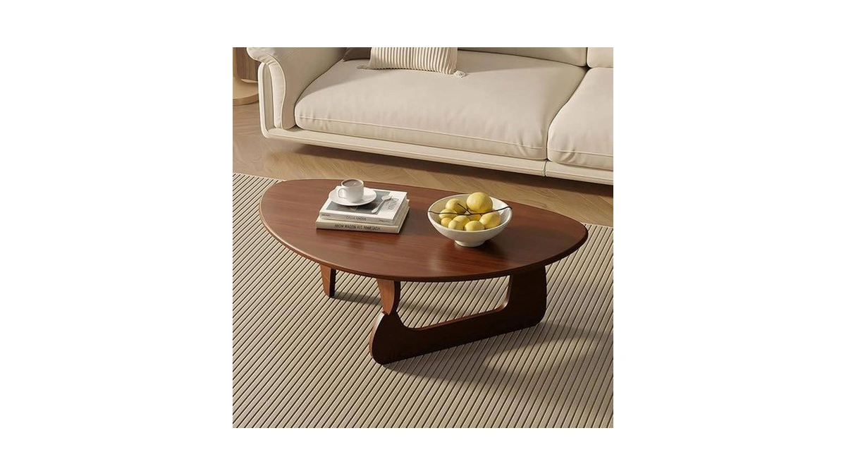 Soulnest Mid Century Small Coffee Table, Walnut Coffee Table For