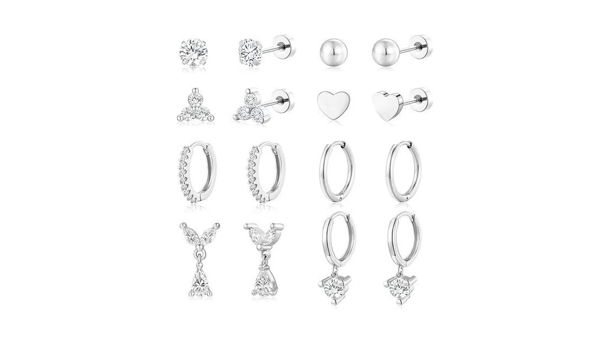 Adoyi Silver Hoops Earrings Set For Women Hypoallergenic Surgical Steel