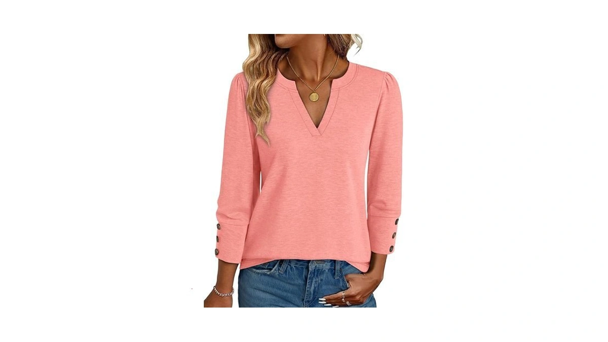 Noracora Womens Tops 3/4 Sleeve With Buttons Dressy Casual Blouses