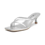Athlefit Women's Strappy Kitten Heels Flip Flops Square Open Toe