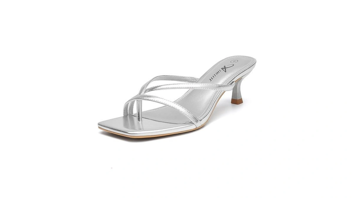 Athlefit Women's Strappy Kitten Heels Flip Flops Square Open Toe