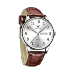 Olevs Brown Leather Watches For Men Analog Quartz Leather Mens