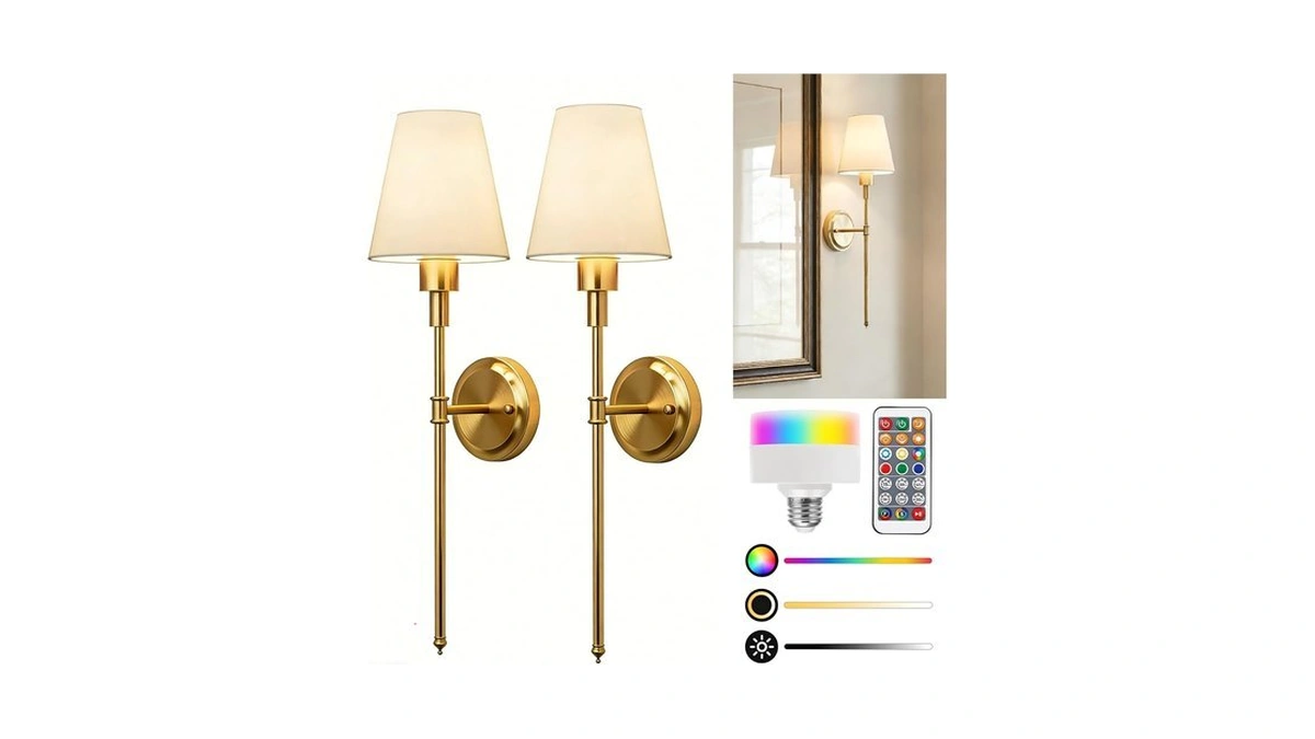 L Lohas Led Battery Operated Wall Sconces Set Of 2,