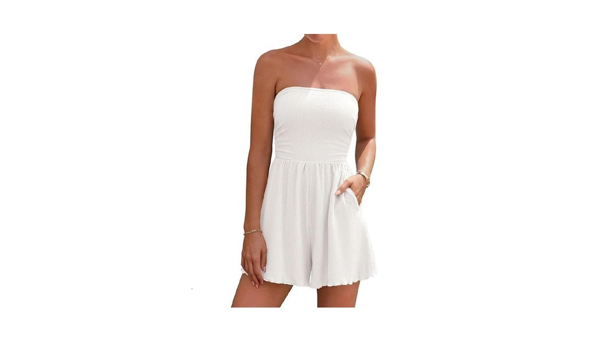 Prettygarden Summer Strapless Rompers For Women Dressy Casual One Piece
