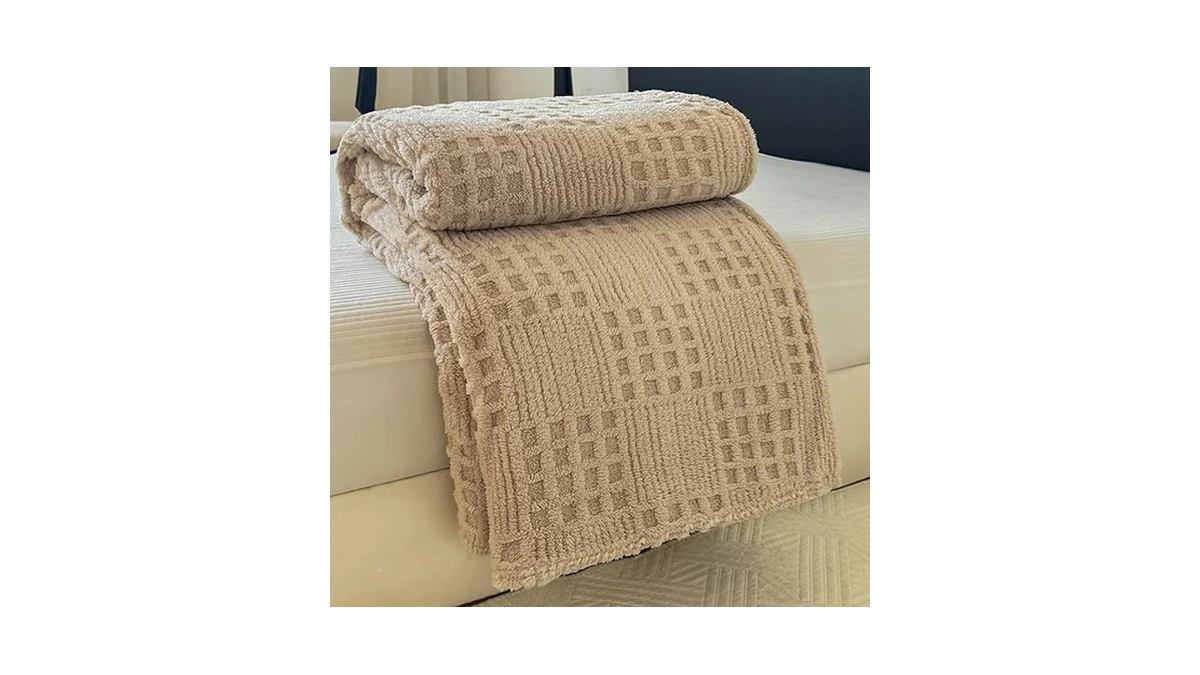 Throw Blanket For Couch Or Bed，waffle Weave Jacquard Decorative Blankets
