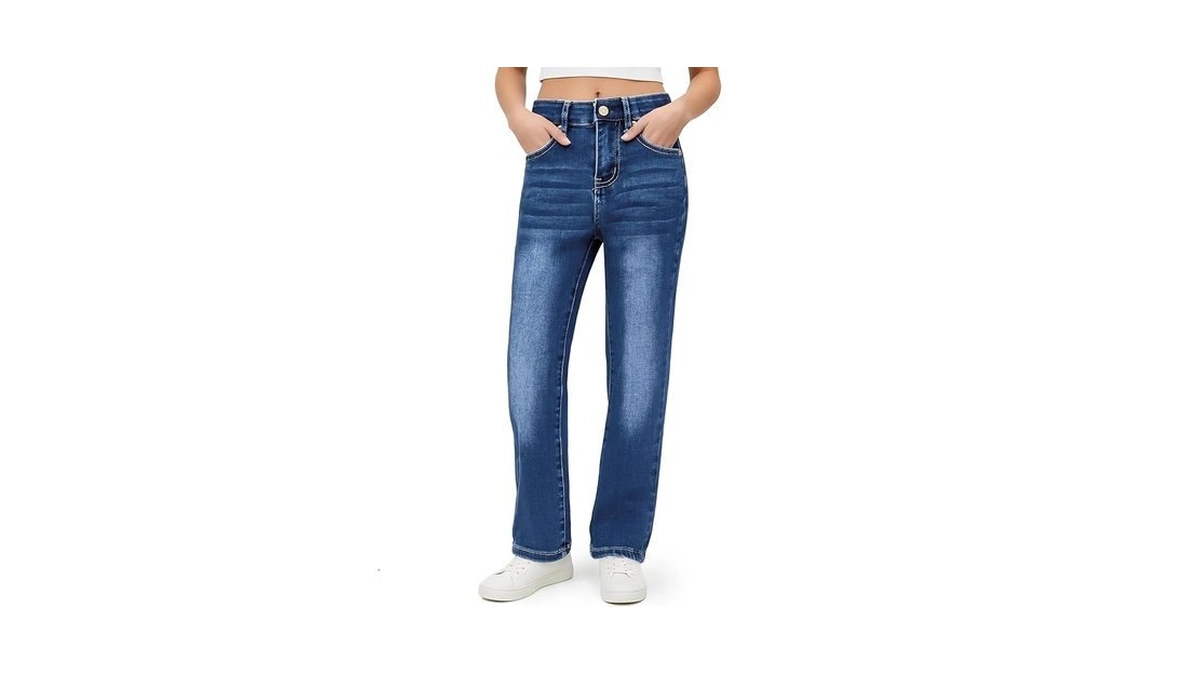 Patpat Girls Bootcut Jeans Size 10, Deep Blue, Elastic Waist