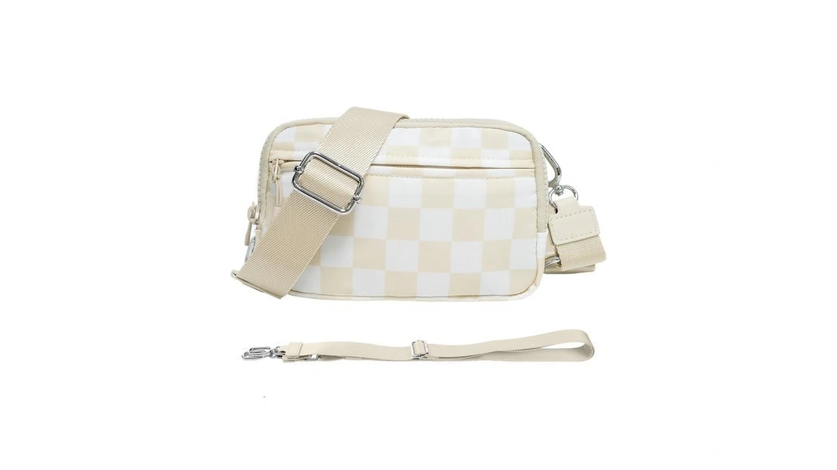 Nbermotion Checkered Nylon Wristlet Wallets For Women Rfid Blocking Purse