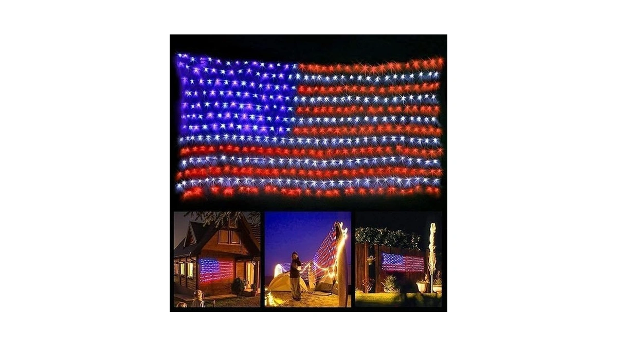 Mzd8391 American Flag Lights 420 Super Bright Leds, Waterproof Led