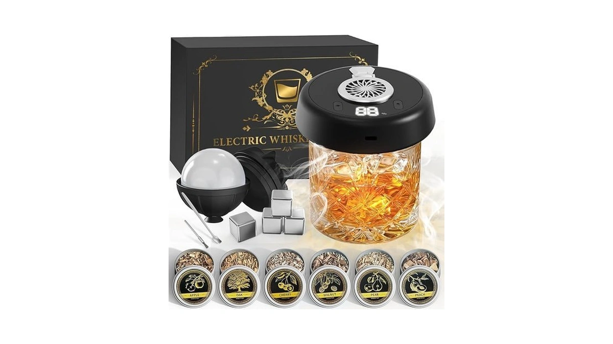 Electric Whiskey Smoker Kit With 7 Led Light Modes, Rechargeable