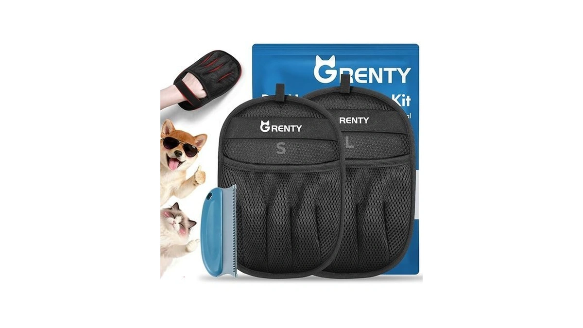 Grenty 2 Pcs Pet Hair Removal Glove For Dogs &