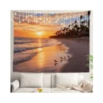 Shrahala Palm Trees Beach Sunset Wall Hanging - Large Psychedelic