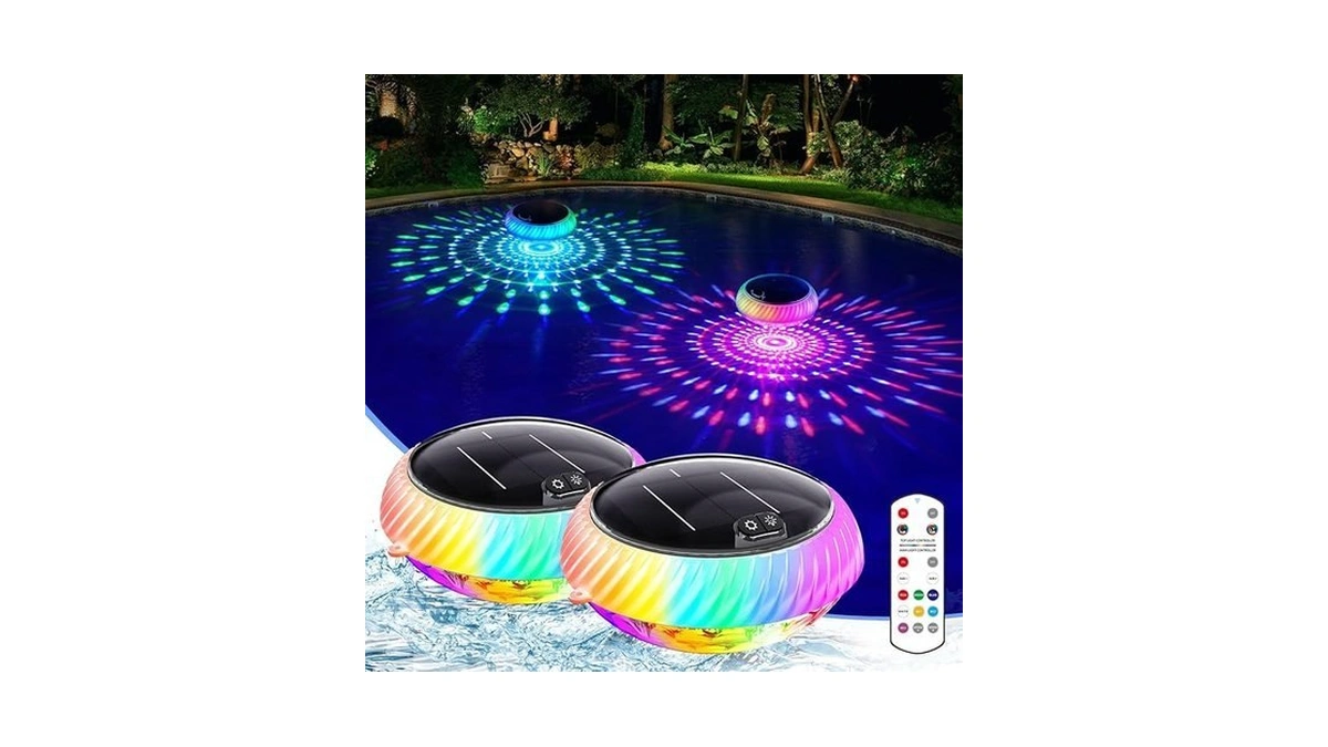 Askyli Floating Pool Lights Solar With Remote, 7.6 Inch Rgb