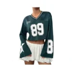 Milumia Women's Jersey Shirts Y2k Number Print Long Bell Sleeve
