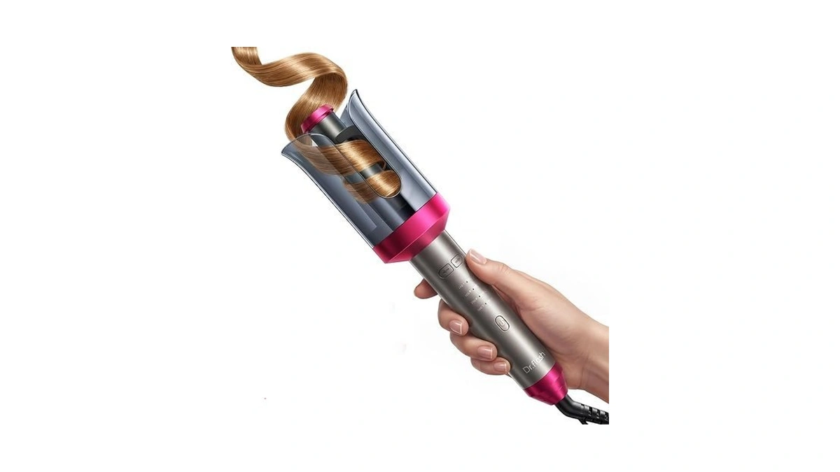 Drflash Automatic Curling Iron, 1 Inch Rotating Ceramic Wand, 30s