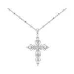 Aohik Dainty 14k Gold Flower Cross Charm Necklace For Women,